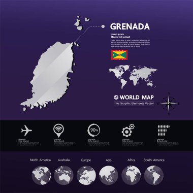 Grenada harita vektör çizim.