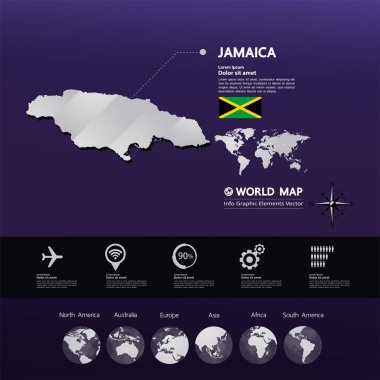 Jamaika Haritası vektör çizim.