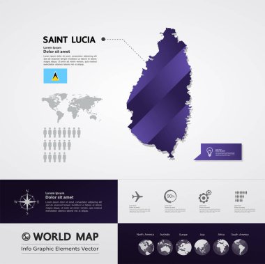 Saint Lucia Haritası vektör çizim.
