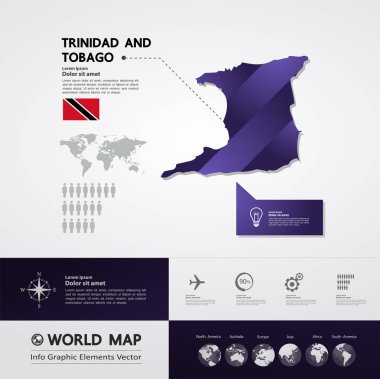  Trinidad ve Tobago harita vektör çizim.