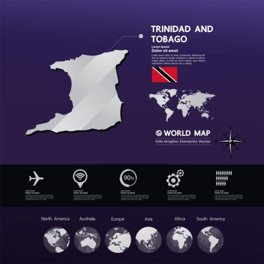  Trinidad ve Tobago harita vektör çizim.