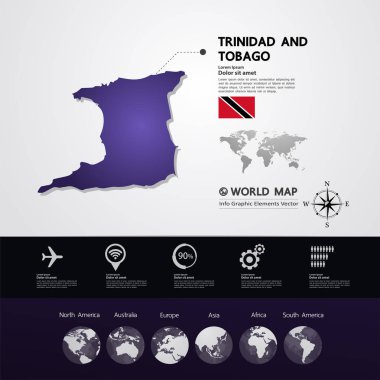  Trinidad ve Tobago harita vektör çizim.