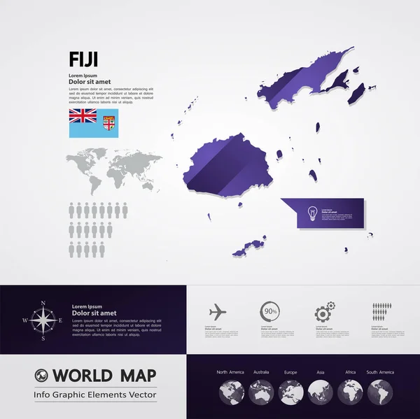 Fiji Mapa Vector Ilustración — Archivo Imágenes Vectoriales