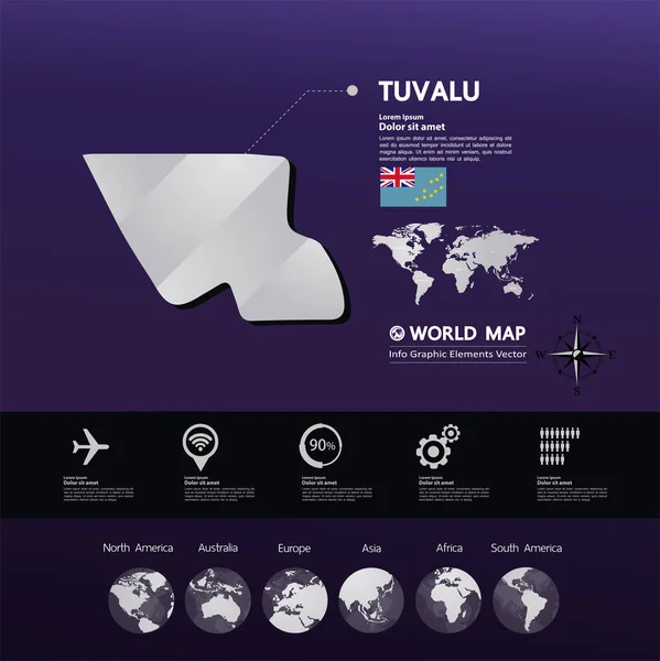 Тувалу Карту Векторні Ілюстрації — стоковий вектор