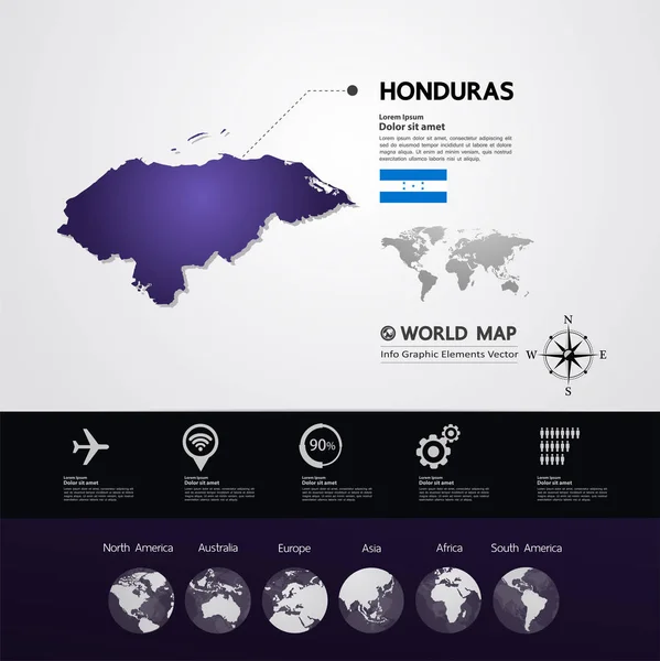 Honduras Haritası Vektör Çizim — Stok Vektör