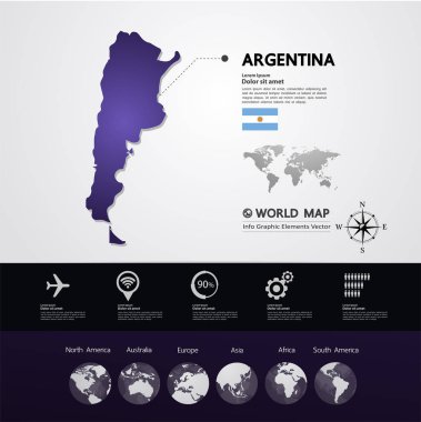 Arjantin harita vektör çizim.