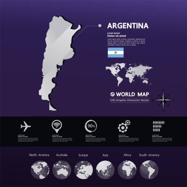 Arjantin harita vektör çizim.