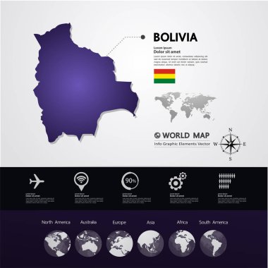 Bolivya Haritası vektör çizim.