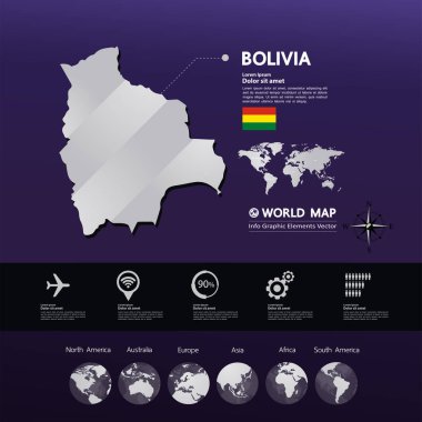 Bolivya Haritası vektör çizim.