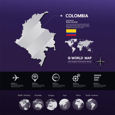 Kolombiya Haritası vektör çizim.