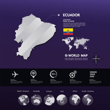 Ekvator harita vektör çizim.