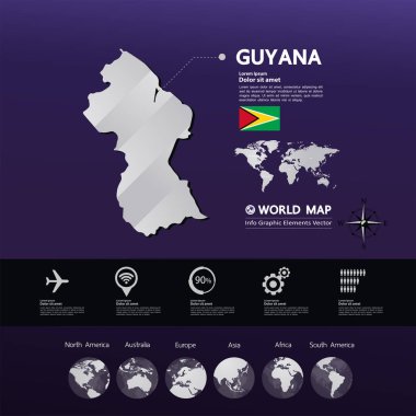Guyana Haritası vektör çizim.