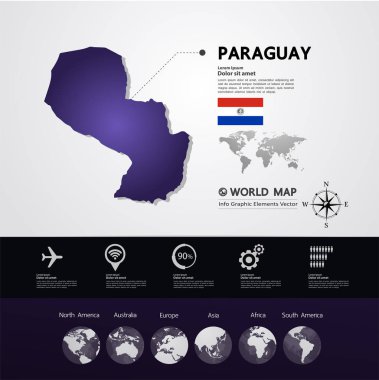 Paraguay harita vektör çizim.