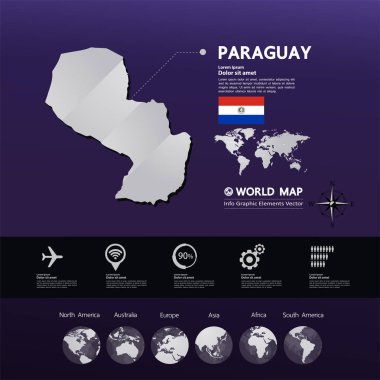 Paraguay harita vektör çizim.