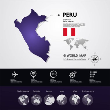 Peru Haritası vektör çizim.