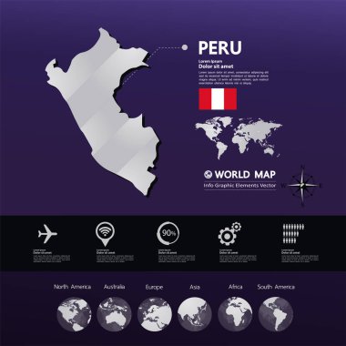 Peru Haritası vektör çizim.