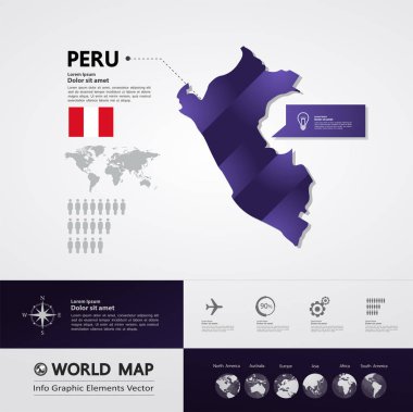 Peru Haritası vektör çizim.
