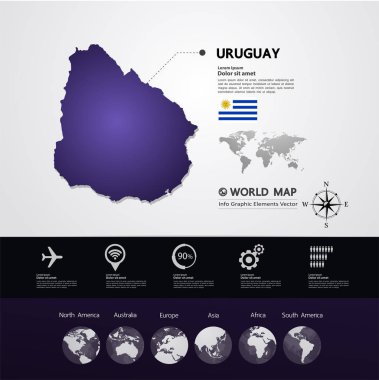 Uruguay Haritası vektör çizim.