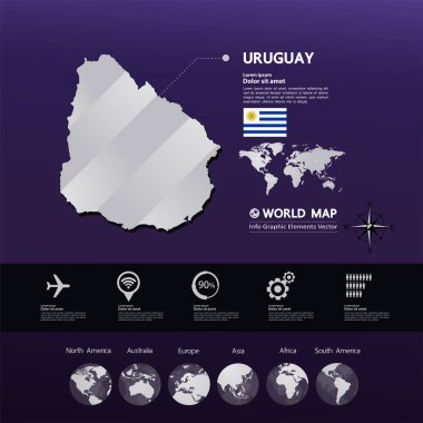 Uruguay Haritası vektör çizim.