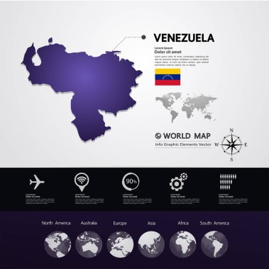  Venezuela Haritası vektör çizim.
