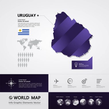 Uruguay Haritası vektör çizim.
