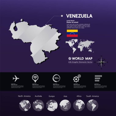  Venezuela Haritası vektör çizim.