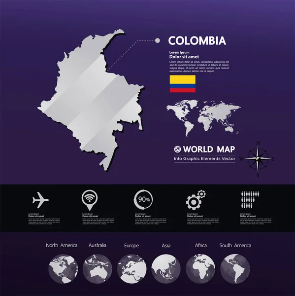 Kolombiya Haritası vektör çizim.