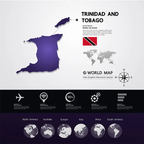 Trinidad Tobago Mapa Vector Ilustración — Vector de stock