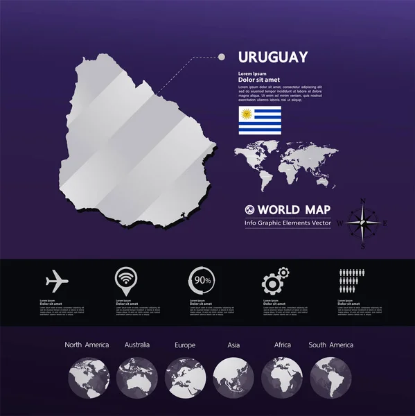 Uruguay Haritası vektör çizim.