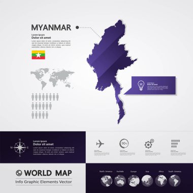 Myanmar Haritası vektör çizim.