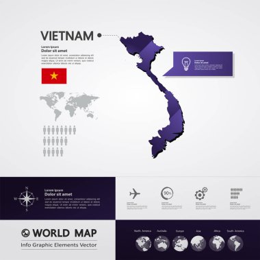 Vietnam Haritası vektör çizim.
