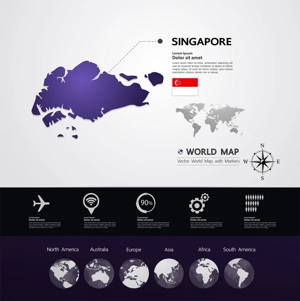Singapore Karta Vektorillustration — Stock vektor