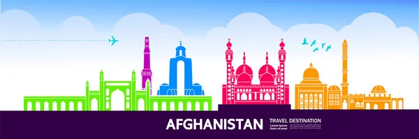 Viaje Afganistán Vector Ilustración — Vector de stock