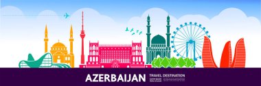 Azerbaycan seyahat hedef vektör çizim.