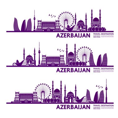 Azerbaycan seyahat hedef vektör çizim.