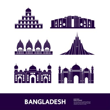 Bangladeş seyahat hedef vektör illüstrasyon.