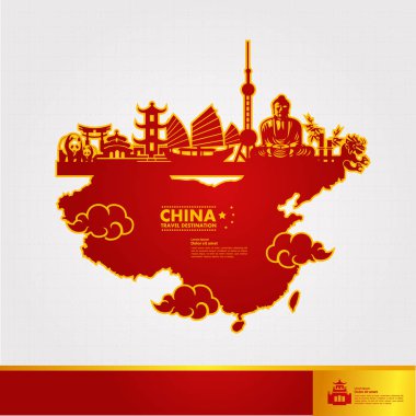 Çin hedef illüstrasyon seyahat etmek vektör.