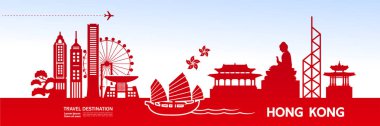 Hong Kong seyahat hedef vektör çizim.