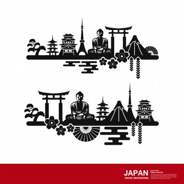 Japonya seyahat hedef vektör çizim.