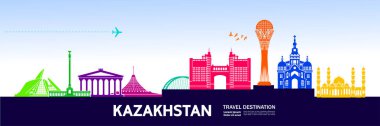 Kazakistan seyahat hedef vektör çizim.