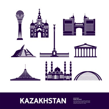 Kazakistan seyahat hedef vektör çizim.