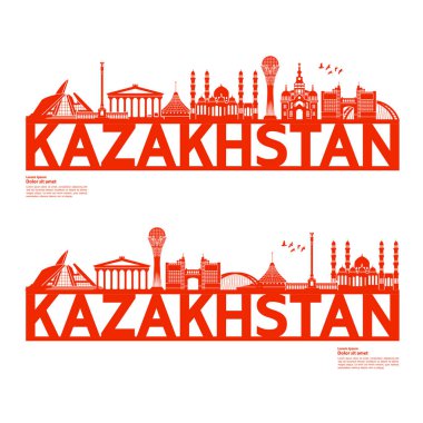 Kazakistan seyahat hedef vektör çizim.
