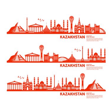 Kazakistan seyahat hedef vektör çizim.