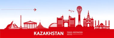 Kazakistan seyahat hedef vektör çizim.