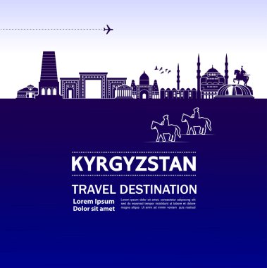 Kırgızistan seyahat hedef vektör çizim.
