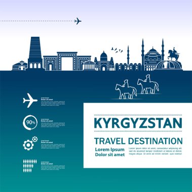 Kırgızistan seyahat hedef vektör çizim.