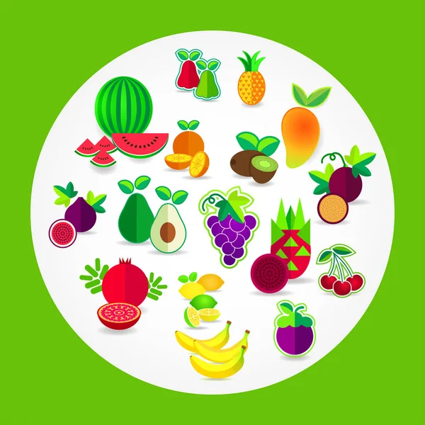 Ilustração Vetor Frutas Frescas —  Vetores de Stock