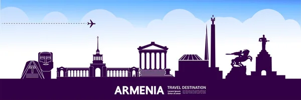 亚美尼亚旅行目的地病媒说明 — 图库矢量图片