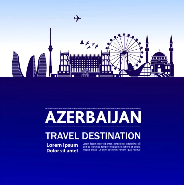 Azerbaiyán Viaje Destino Vector Ilustración — Vector de stock