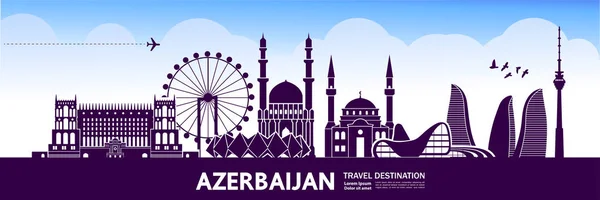Azerbaijão Viagem Destino Vetor Ilustração —  Vetores de Stock